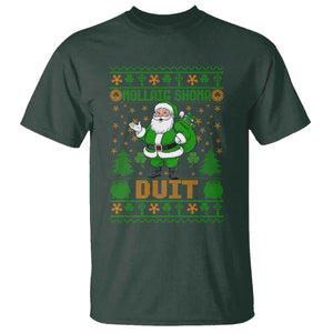 Irish Christmas T Shirt Nollaig Shona Duit Shamrock Santa Lucky For Everyone TS09 Dark Forest Green Print Your Wear