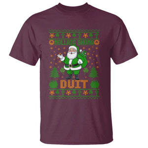 Irish Christmas T Shirt Nollaig Shona Duit Shamrock Santa Lucky For Everyone TS09 Maroon Print Your Wear