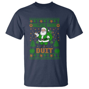 Irish Christmas T Shirt Nollaig Shona Duit Shamrock Santa Lucky For Everyone TS09 Navy Print Your Wear