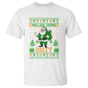 Irish Christmas T Shirt Nollaig Shona Duit Shamrock Santa Lucky For Everyone TS09 White Print Your Wear