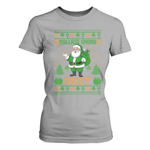 Irish Christmas T Shirt For Women Nollaig Shona Duit Shamrock Santa Lucky For Everyone TS09 Sport Gray Print Your Wear