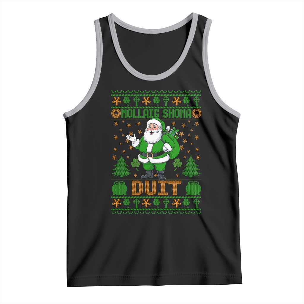 Irish Christmas Tank Top Nollaig Shona Duit Shamrock Santa Lucky For Everyone TS09 Black Athletic Heather Print Your Wear