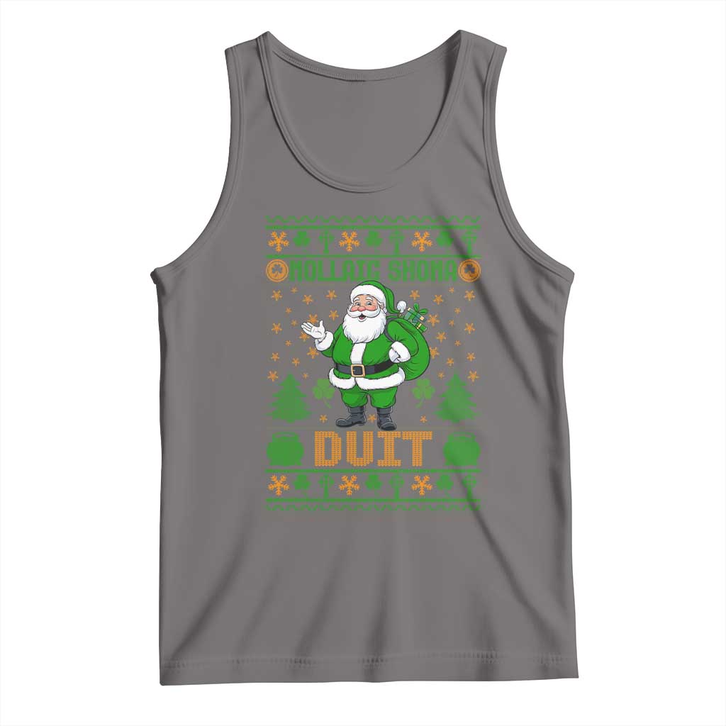Irish Christmas Tank Top Nollaig Shona Duit Shamrock Santa Lucky For Everyone TS09 Deep Heather Print Your Wear