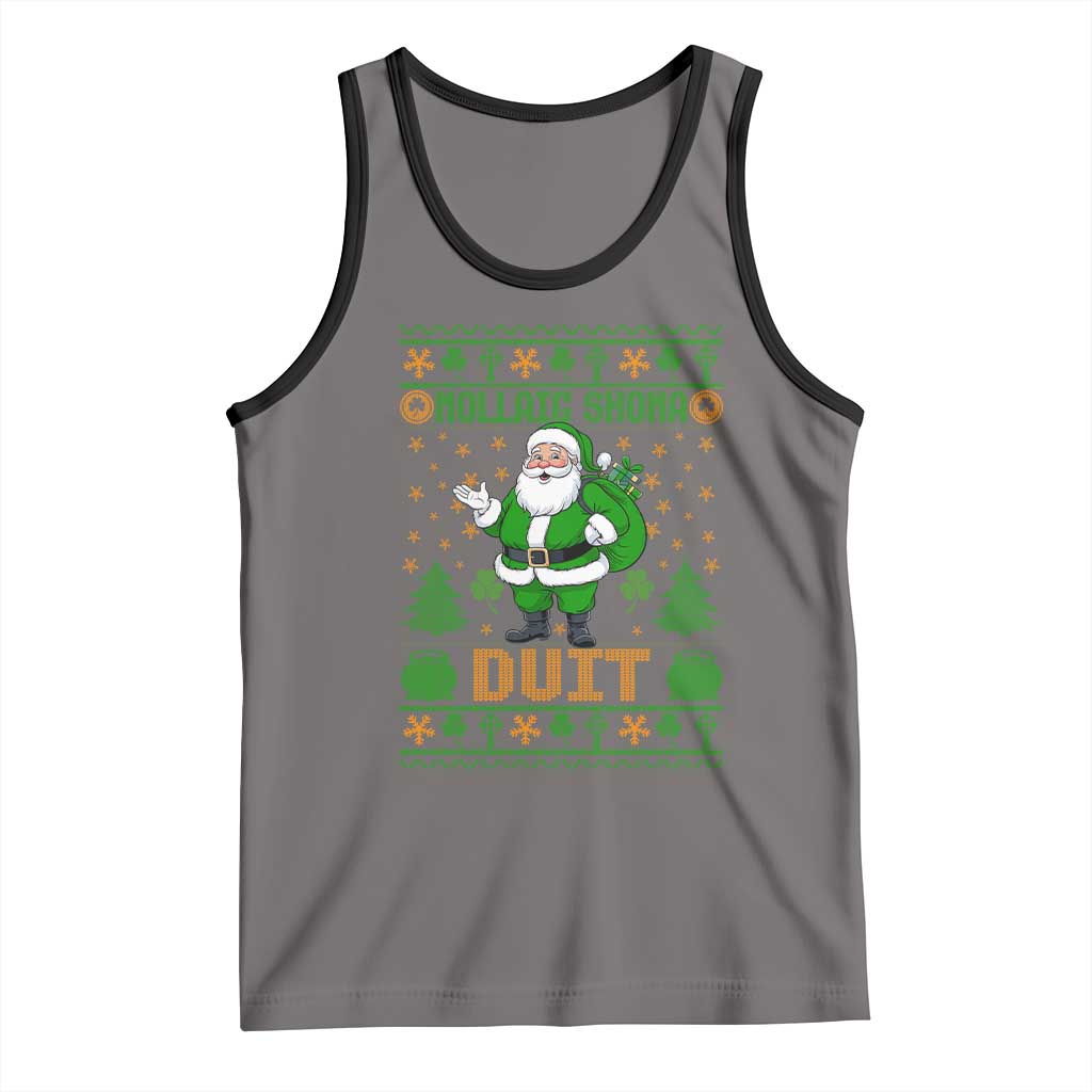 Irish Christmas Tank Top Nollaig Shona Duit Shamrock Santa Lucky For Everyone TS09 Deep Heather Black Print Your Wear