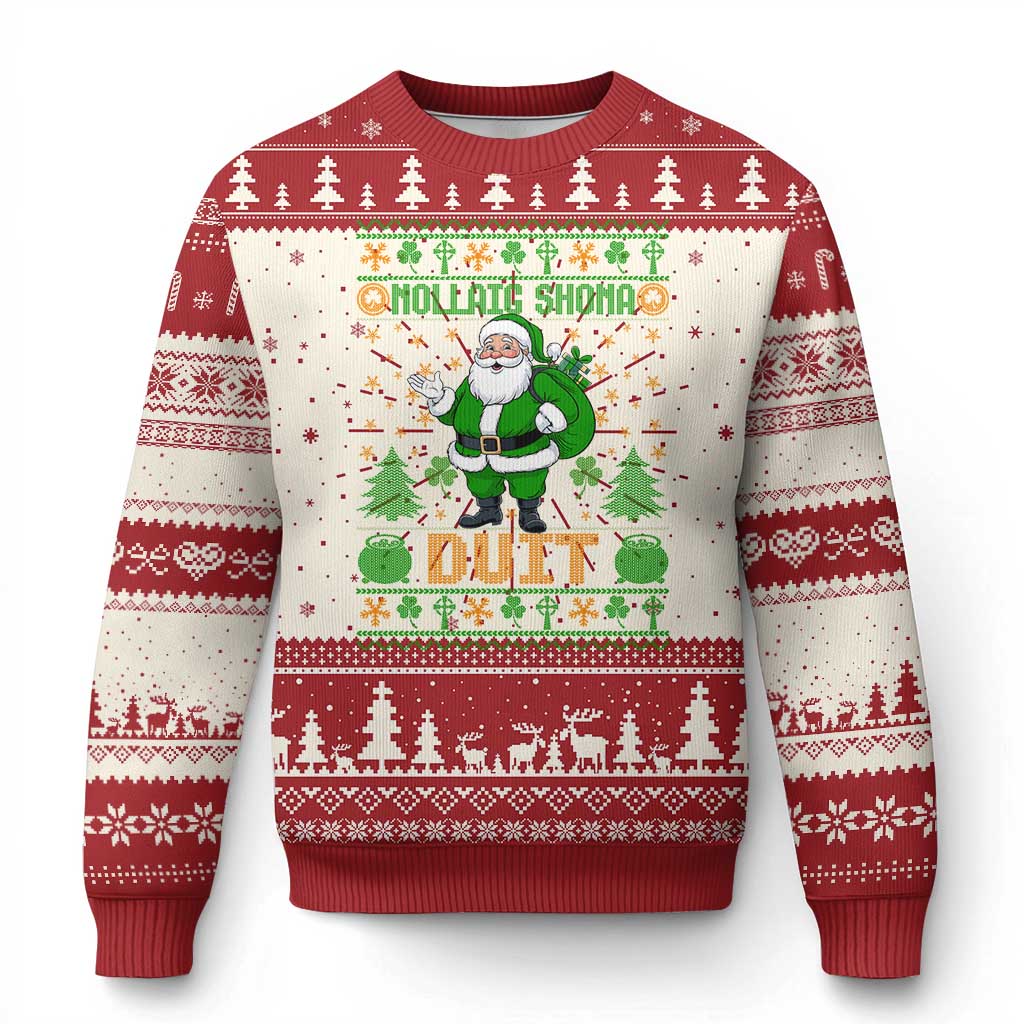 Irish Xmas Ugly Christmas Sweater Nollaig Shona Duit Shamrock Santa Lucky For Everyone TS09 Red Print Your Wear