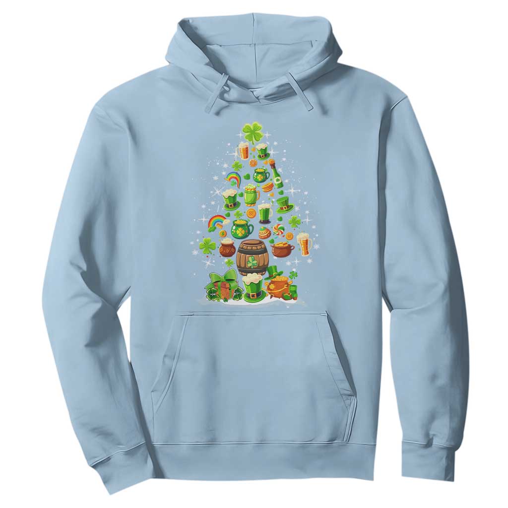 Merry Christmas Tree Irish Hoodie TS09 Light Blue Print Your Wear
