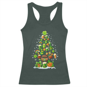 Merry Christmas Tree Irish Racerback Tank Top TS09 Dark Forest Green Print Your Wear