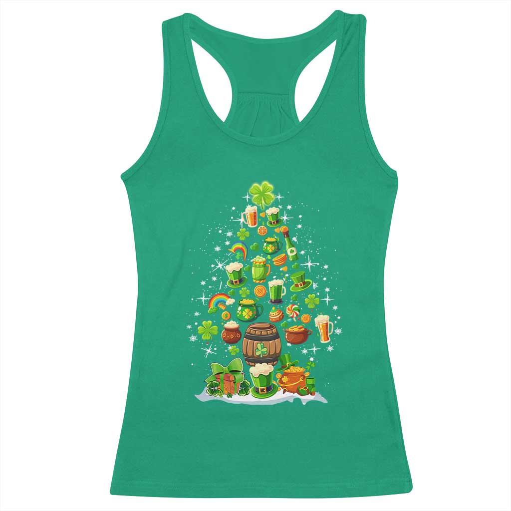 Merry Christmas Tree Irish Racerback Tank Top TS09 Irish Green Print Your Wear