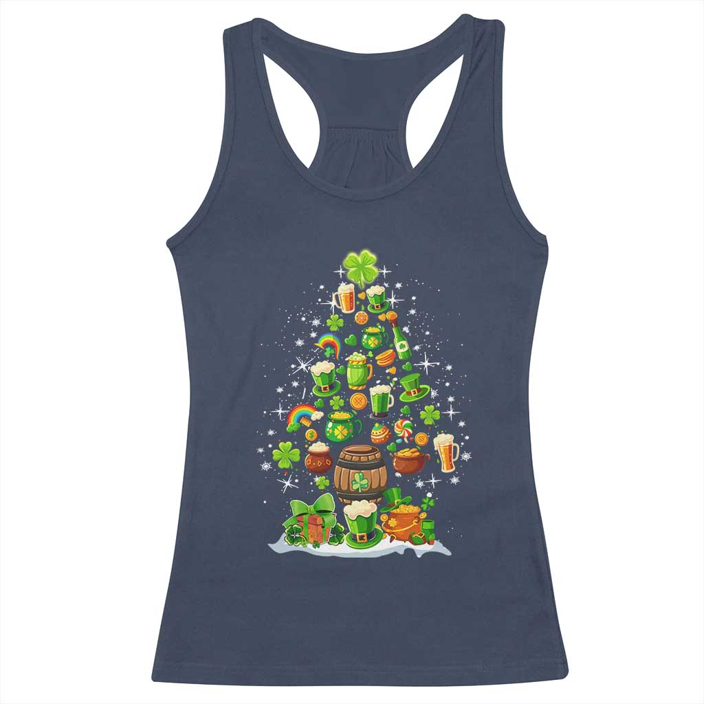 Merry Christmas Tree Irish Racerback Tank Top TS09 Navy Print Your Wear