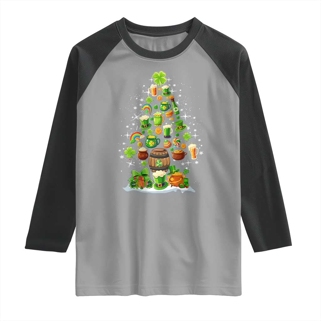 Merry Christmas Tree Irish Raglan Shirt TS09 Sport Gray Black Print Your Wear