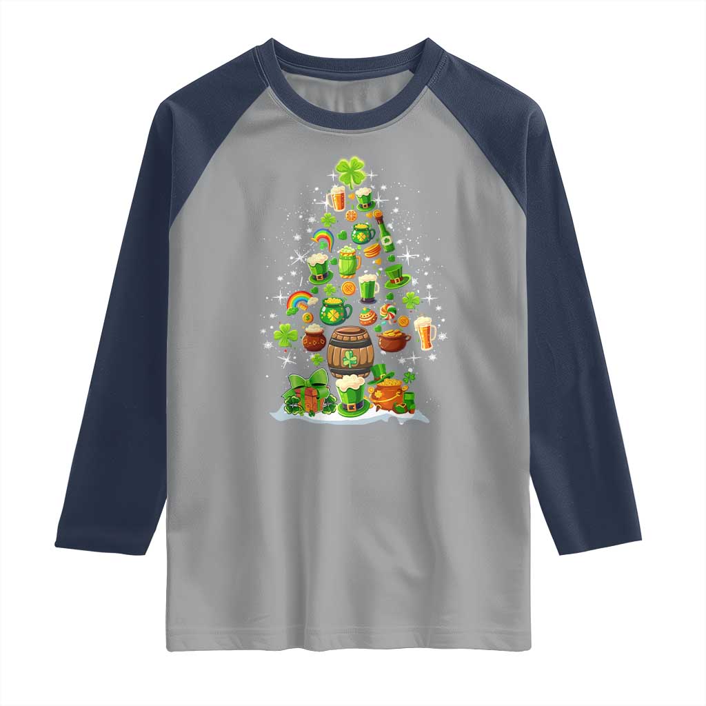 Merry Christmas Tree Irish Raglan Shirt TS09 Sport Gray Navy Print Your Wear