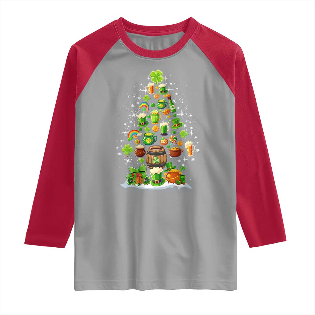 Merry Christmas Tree Irish Raglan Shirt TS09 Sport Gray Red Print Your Wear