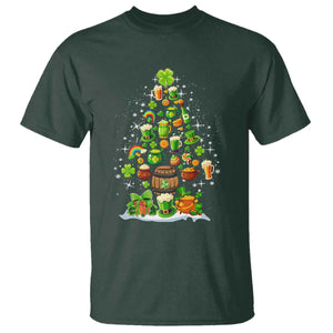 Merry Christmas Tree Irish T Shirt TS09 Dark Forest Green Print Your Wear