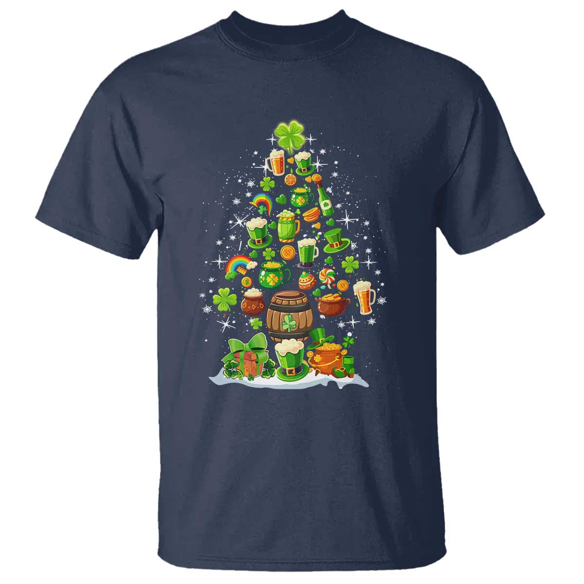 Merry Christmas Tree Irish T Shirt TS09 Navy Print Your Wear