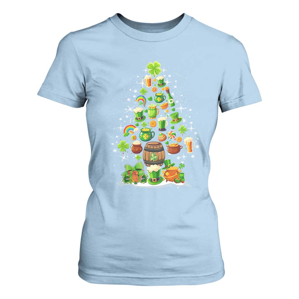 Merry Christmas Tree Irish T Shirt For Women TS09 Light Blue Print Your Wear