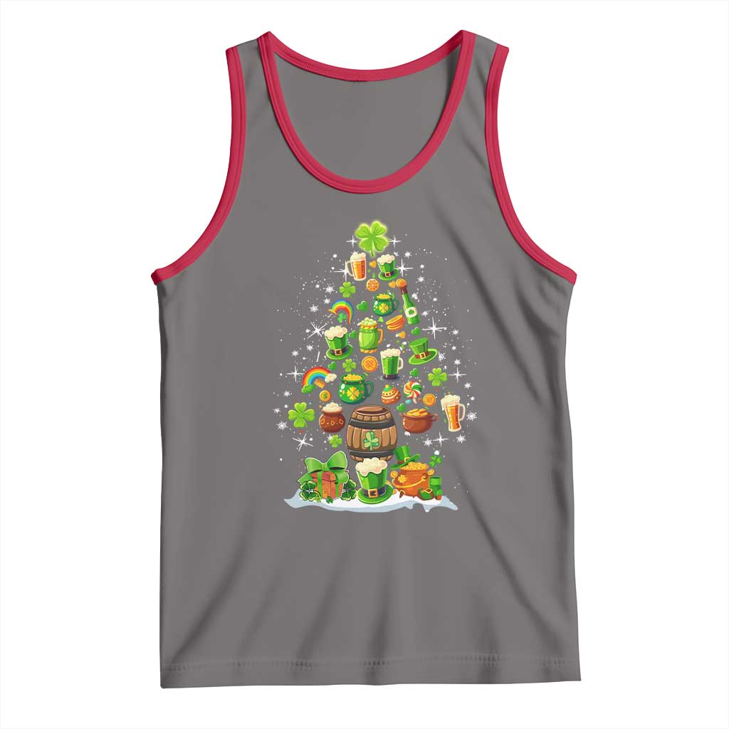 Merry Christmas Tree Irish Tank Top TS09 Deep Heather Red Print Your Wear