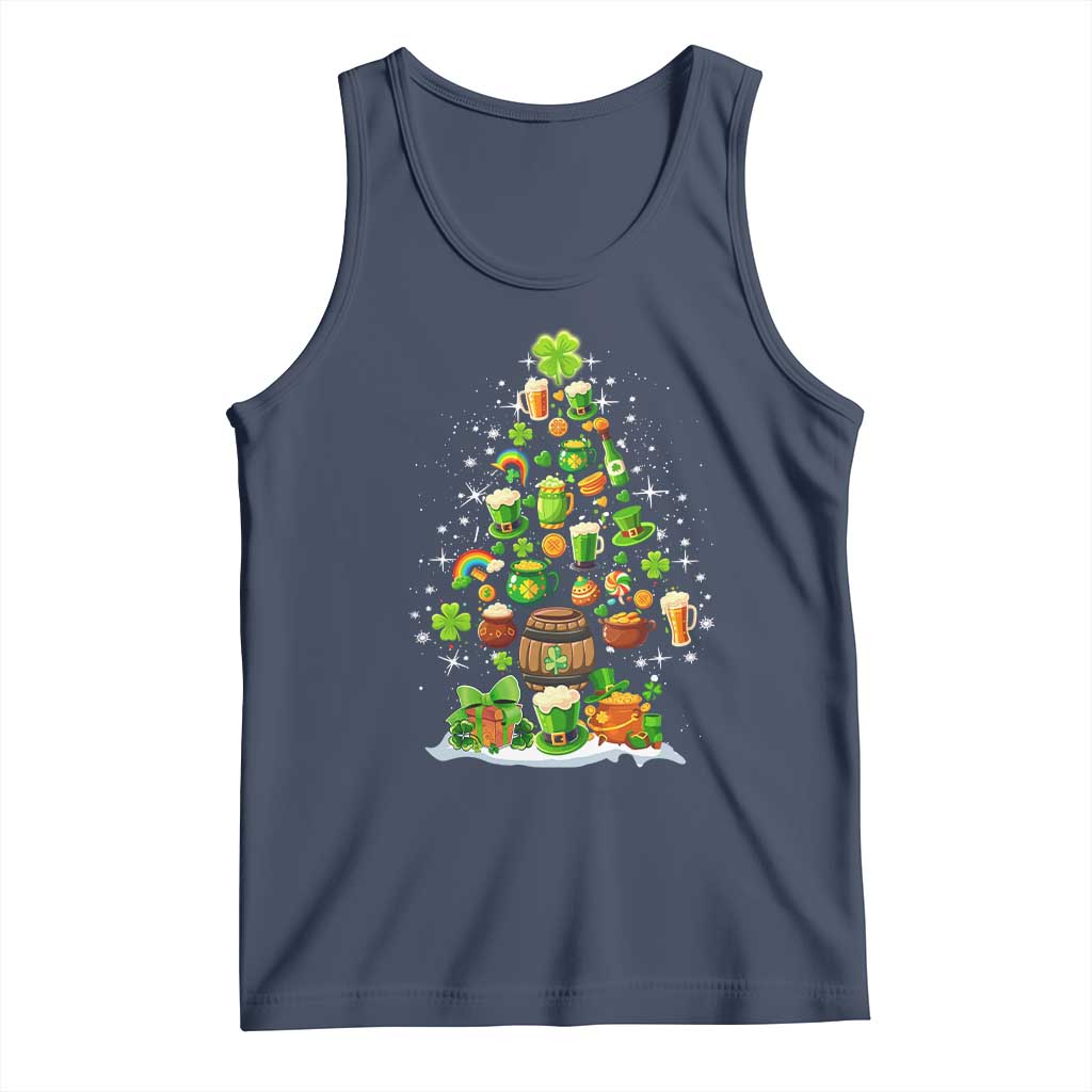 Merry Christmas Tree Irish Tank Top TS09 Navy Print Your Wear