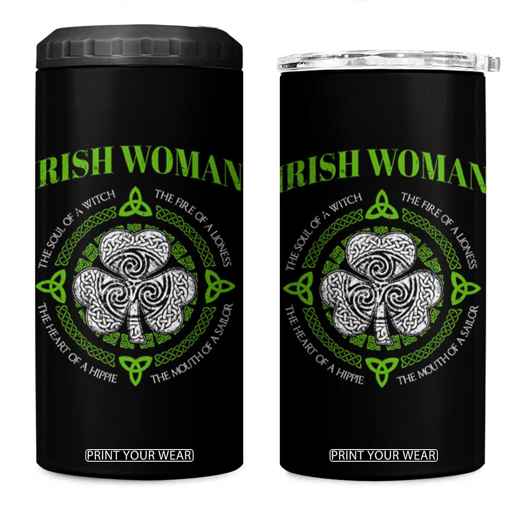 Irish Woman Pride 4 in 1 Can Cooler Tumbler The Soul of A Witch Celtic Shamrock Feminist TS09 One Size: 16 oz Black Print Your Wear