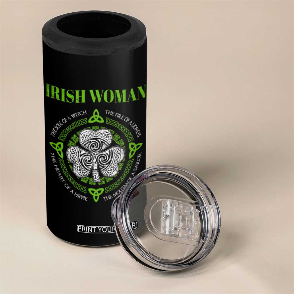 Irish Woman Pride 4 in 1 Can Cooler Tumbler The Soul of A Witch Celtic Shamrock Feminist TS09 Print Your Wear