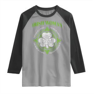 Irish Woman Pride Raglan Shirt The Soul of A Witch Celtic Shamrock Feminist TS09 Sport Gray Black Print Your Wear