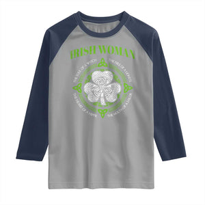 Irish Woman Pride Raglan Shirt The Soul of A Witch Celtic Shamrock Feminist TS09 Sport Gray Navy Print Your Wear