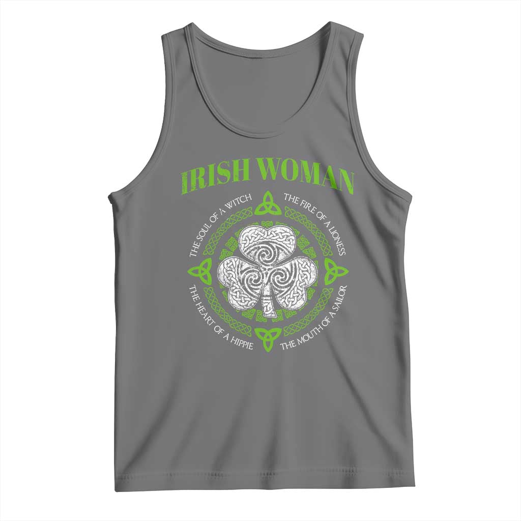 Irish Woman Pride Tank Top The Soul of A Witch Celtic Shamrock Feminist TS09 Black Heather Print Your Wear