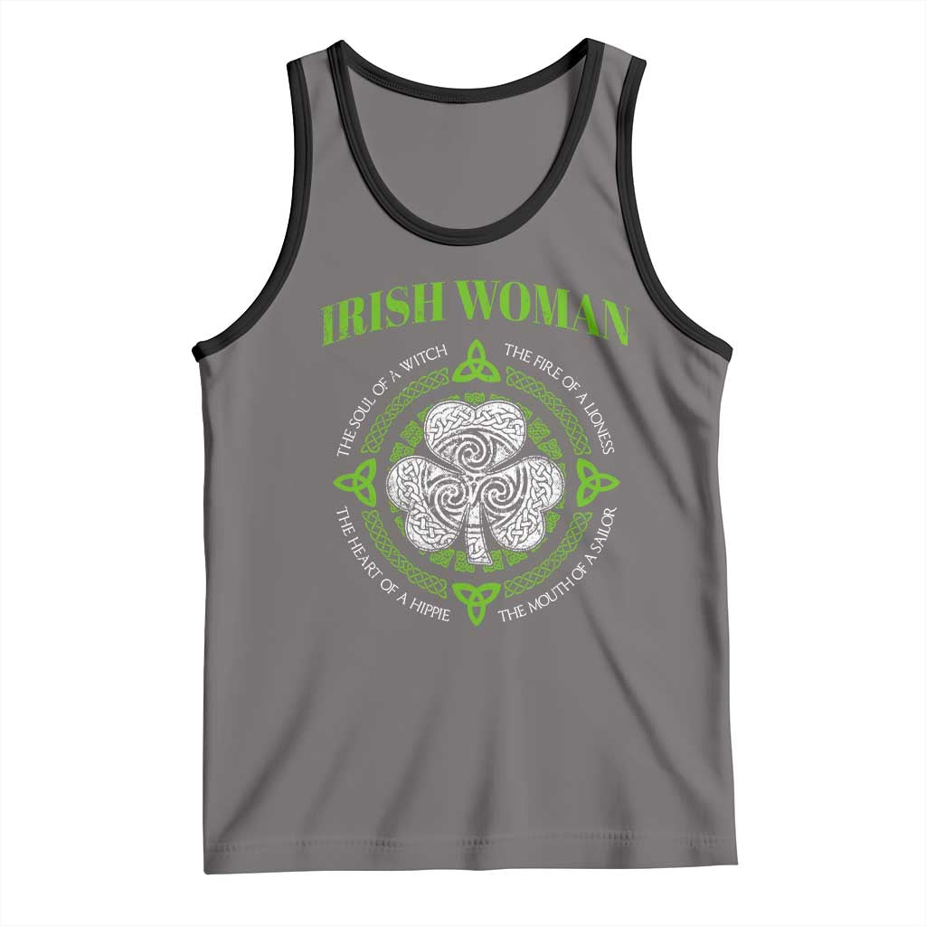 Irish Woman Pride Tank Top The Soul of A Witch Celtic Shamrock Feminist TS09 Deep Heather Black Print Your Wear