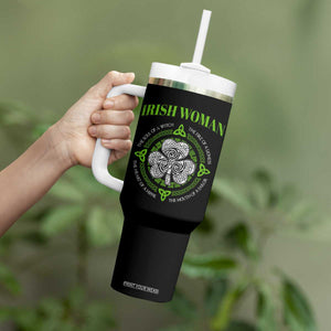 Irish Woman Pride Tumbler With Handle The Soul of A Witch Celtic Shamrock Feminist TS09 Print Your Wear