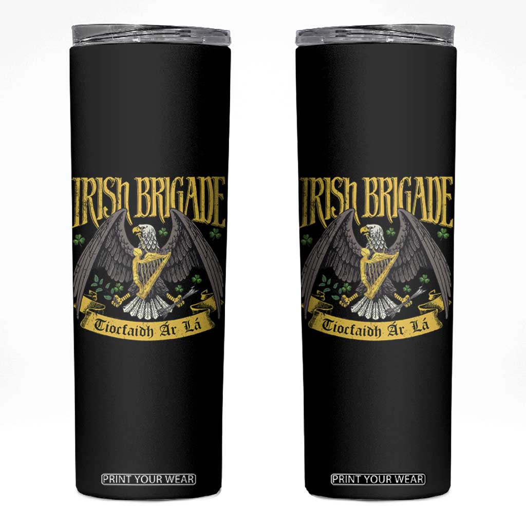 Irish Brigade Skinny Tumbler Tiocfaidh Ar La Eagle Patriotic TS09 Black Print Your Wear