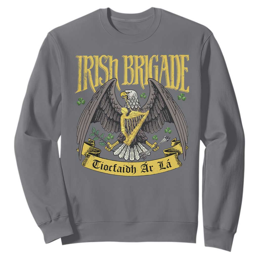 Irish Brigade Sweatshirt Tiocfaidh Ár Lá Eagle Patriotic TS09 Charcoal Print Your Wear