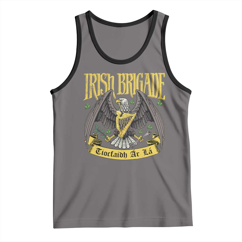 Irish Brigade Tank Top Tiocfaidh Ar La Eagle Patriotic TS09 Deep Heather Black Print Your Wear