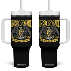 Irish Brigade Tumbler With Handle Tiocfaidh Ar La Eagle Patriotic TS09 One Size: 40 oz Black Print Your Wear