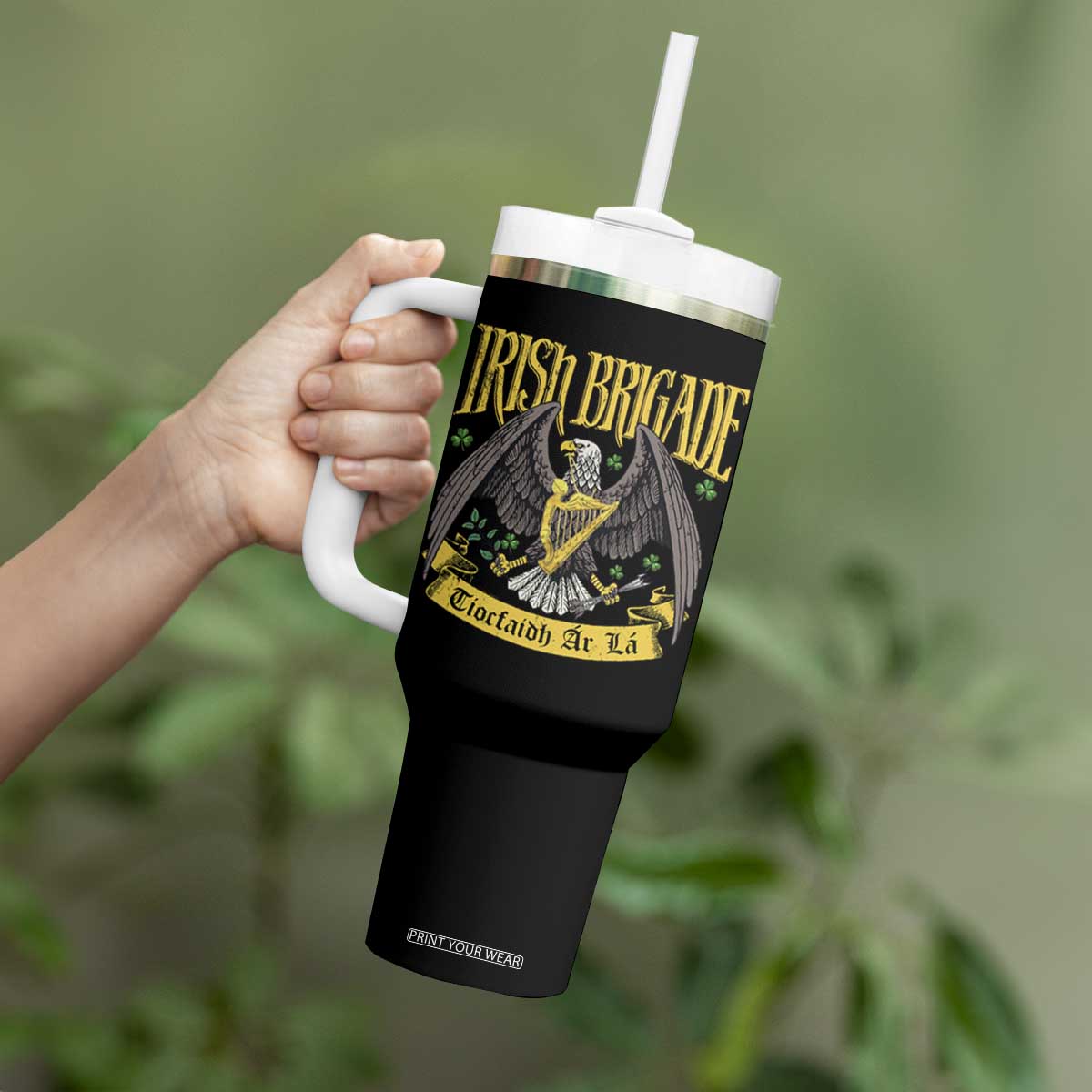 Irish Brigade Tumbler With Handle Tiocfaidh Ar La Eagle Patriotic TS09 Print Your Wear