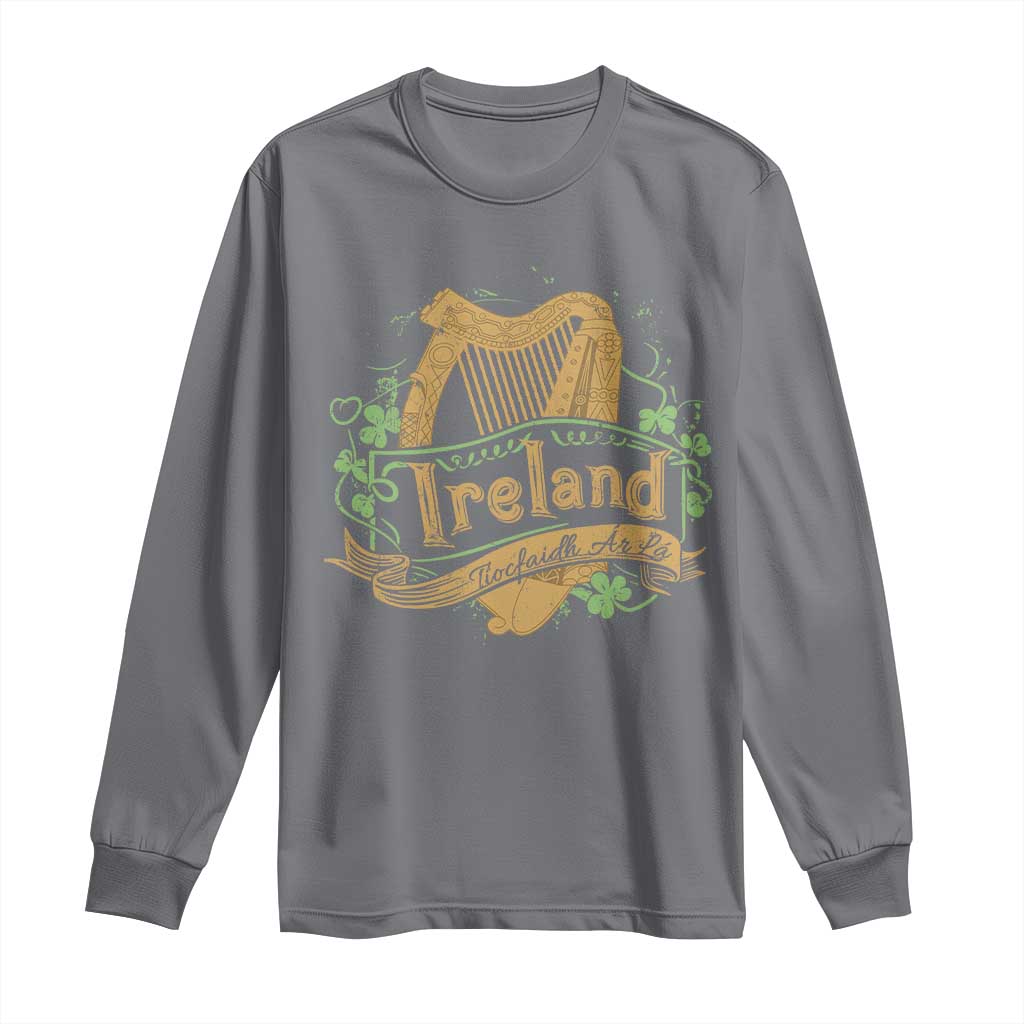 Irish Brigade Long Sleeve Shirt Tiocfaidh Ár Lá Coat Of Arms Kingdom Ireland TS09 Charcoal Print Your Wear