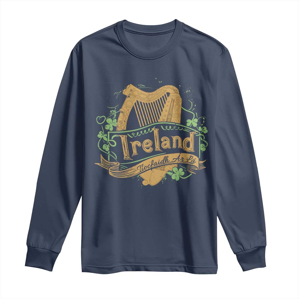 Irish Brigade Long Sleeve Shirt Tiocfaidh Ár Lá Coat Of Arms Kingdom Ireland TS09 Navy Print Your Wear