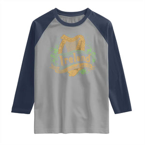 Irish Brigade Raglan Shirt Tiocfaidh Ar La Coat Of Arms Kingdom Ireland TS09 Sport Gray Navy Print Your Wear