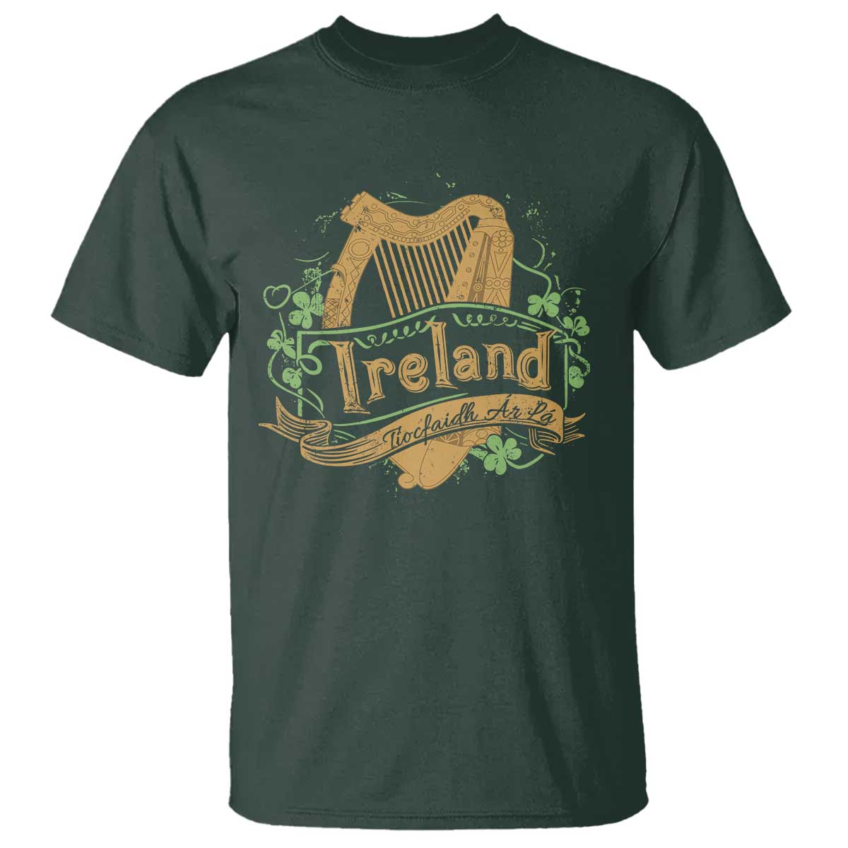 Irish Brigade T Shirt Tiocfaidh Ár Lá Coat Of Arms Kingdom Ireland TS09 Dark Forest Green Print Your Wear