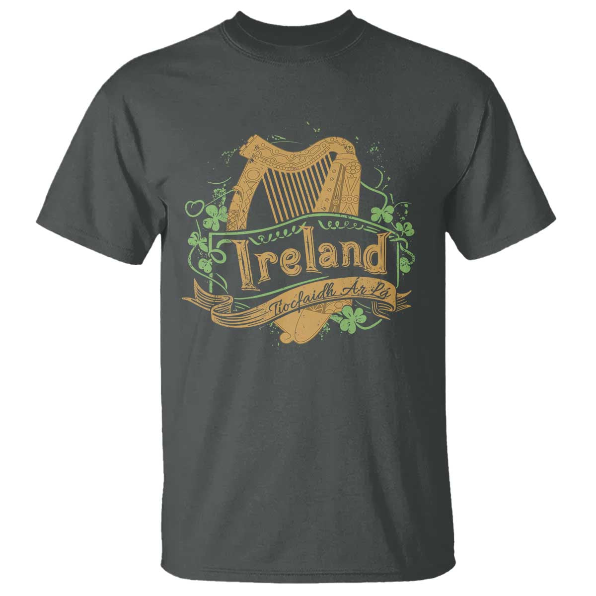 Irish Brigade T Shirt Tiocfaidh Ár Lá Coat Of Arms Kingdom Ireland TS09 Dark Heather Print Your Wear