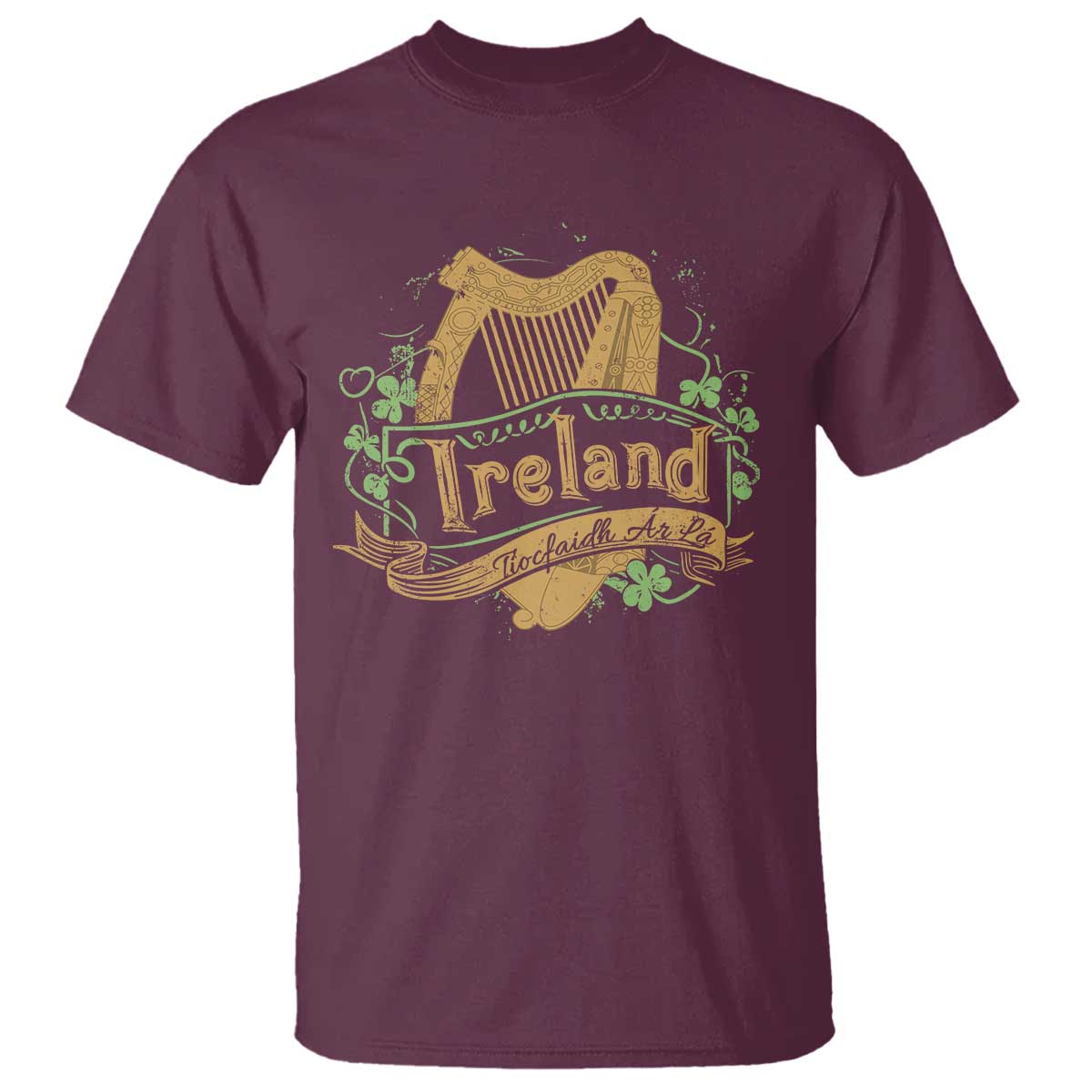 Irish Brigade T Shirt Tiocfaidh Ár Lá Coat Of Arms Kingdom Ireland TS09 Maroon Print Your Wear