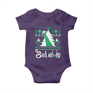 Funny Xmas UFO Believe Baby Onesie TS09 Purple Print Your Wear