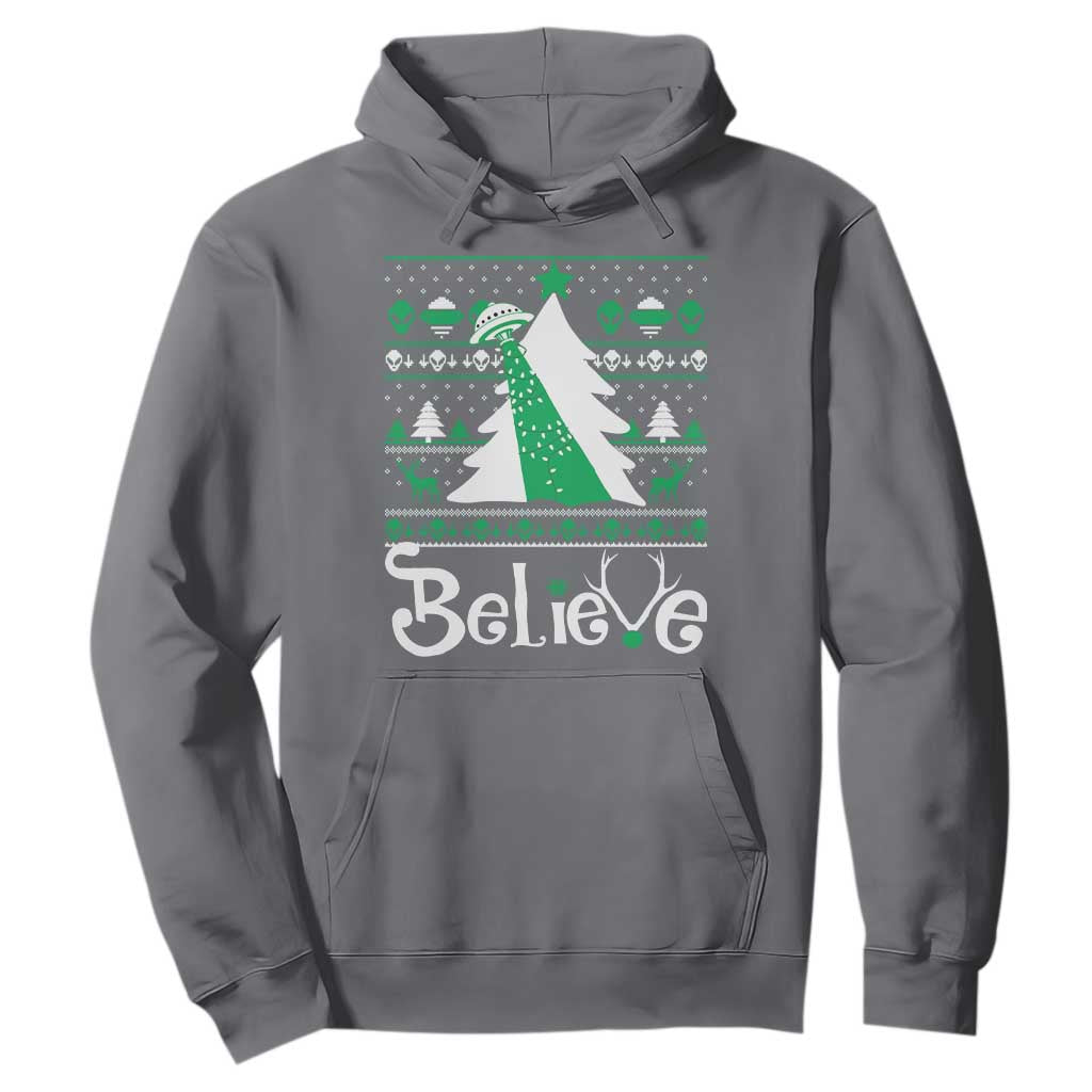 Funny Xmas UFO Believe Hoodie TS09 Charcoal Print Your Wear