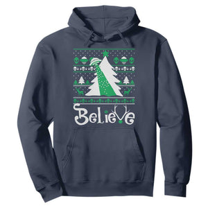 Funny Xmas UFO Believe Hoodie TS09 Navy Print Your Wear