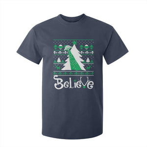 Funny Xmas UFO Believe T Shirt For Kid TS09 Navy Print Your Wear