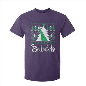 Funny Xmas UFO Believe T Shirt For Kid TS09 Purple Print Your Wear