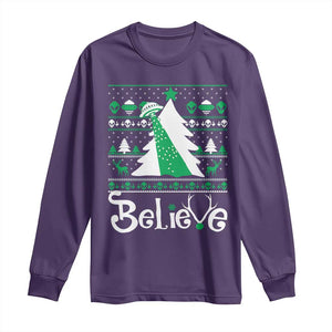 Funny Xmas UFO Believe Long Sleeve Shirt TS09 Purple Print Your Wear