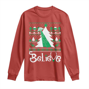 Funny Xmas UFO Believe Long Sleeve Shirt TS09 Red Print Your Wear
