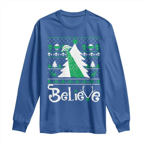 Funny Xmas UFO Believe Long Sleeve Shirt TS09 Royal Blue Print Your Wear