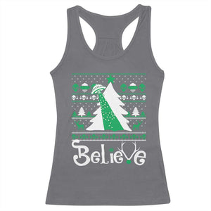 Funny Xmas UFO Believe Racerback Tank Top TS09 Charcoal Print Your Wear