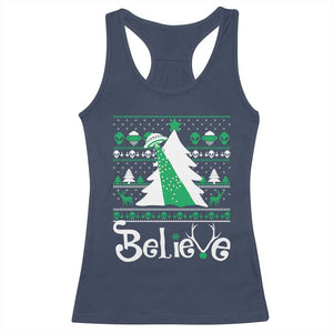 Funny Xmas UFO Believe Racerback Tank Top TS09 Navy Print Your Wear