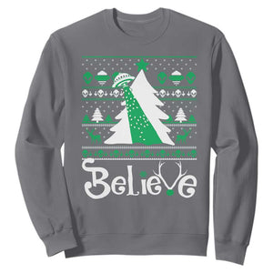Funny Xmas UFO Believe Sweatshirt TS09 Charcoal Print Your Wear